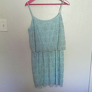 Baby blue beaded dress with gorgeous detail!